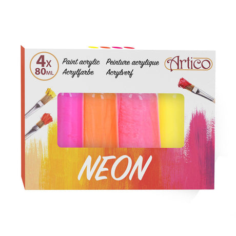 Peinture acrylique néon, 4 pcs.