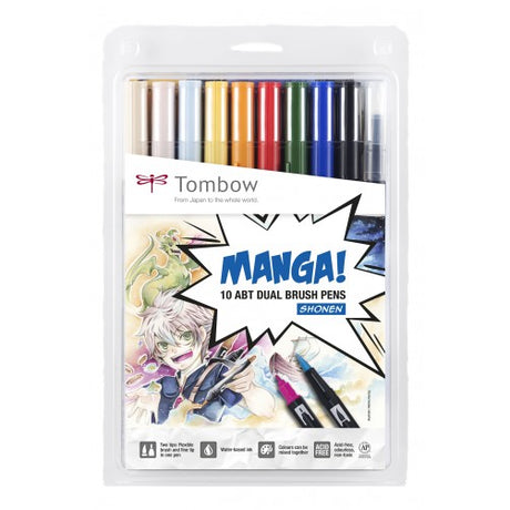 Tombow • stylo double pinceau manga shonen 10 pièces