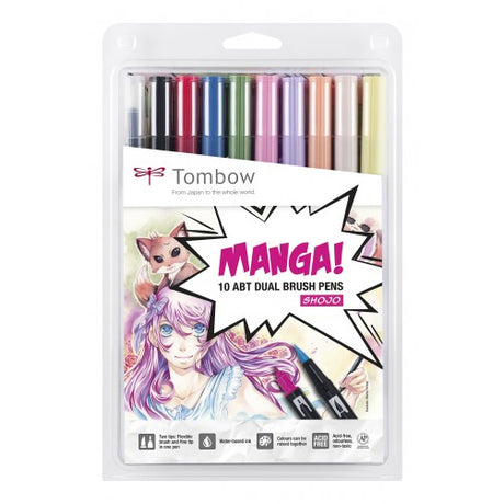 Tombow • stylo double pinceau manga shojo 10 pièces