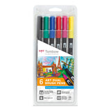 Tombow • ensemble de stylos pinceaux à double pinceau, couleurs primaires, 6 pièces