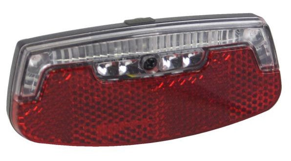 Feu arrière Qtcycletech qt 2 LED montage 80 mm avec piles sur carte 0100905