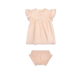 Grille du coucher du soleil | ensemble fille blanc orange plage - mousseline