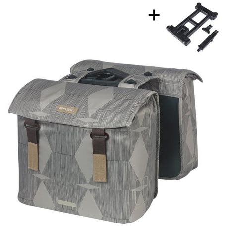 Sacoche de vélo double Basil élégance mik 40 - 49 litres - chateau taupe