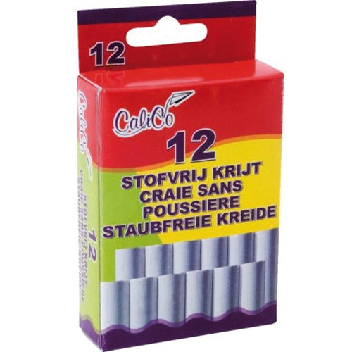 Grundläggande Blackboard Chalk Dust -Free 12 Pieces White