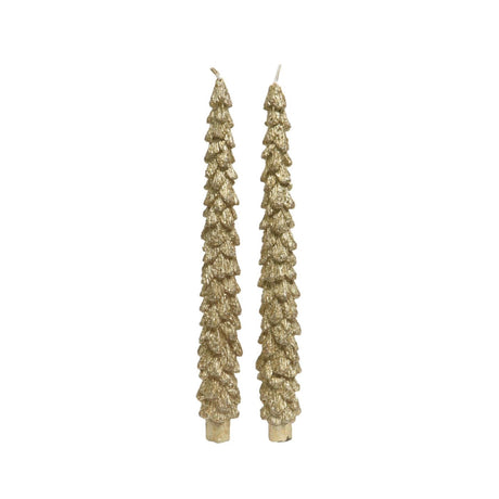 Decoris dinerkaars kerstboom set van 2 stuks goud ã˜2,1xh25cm