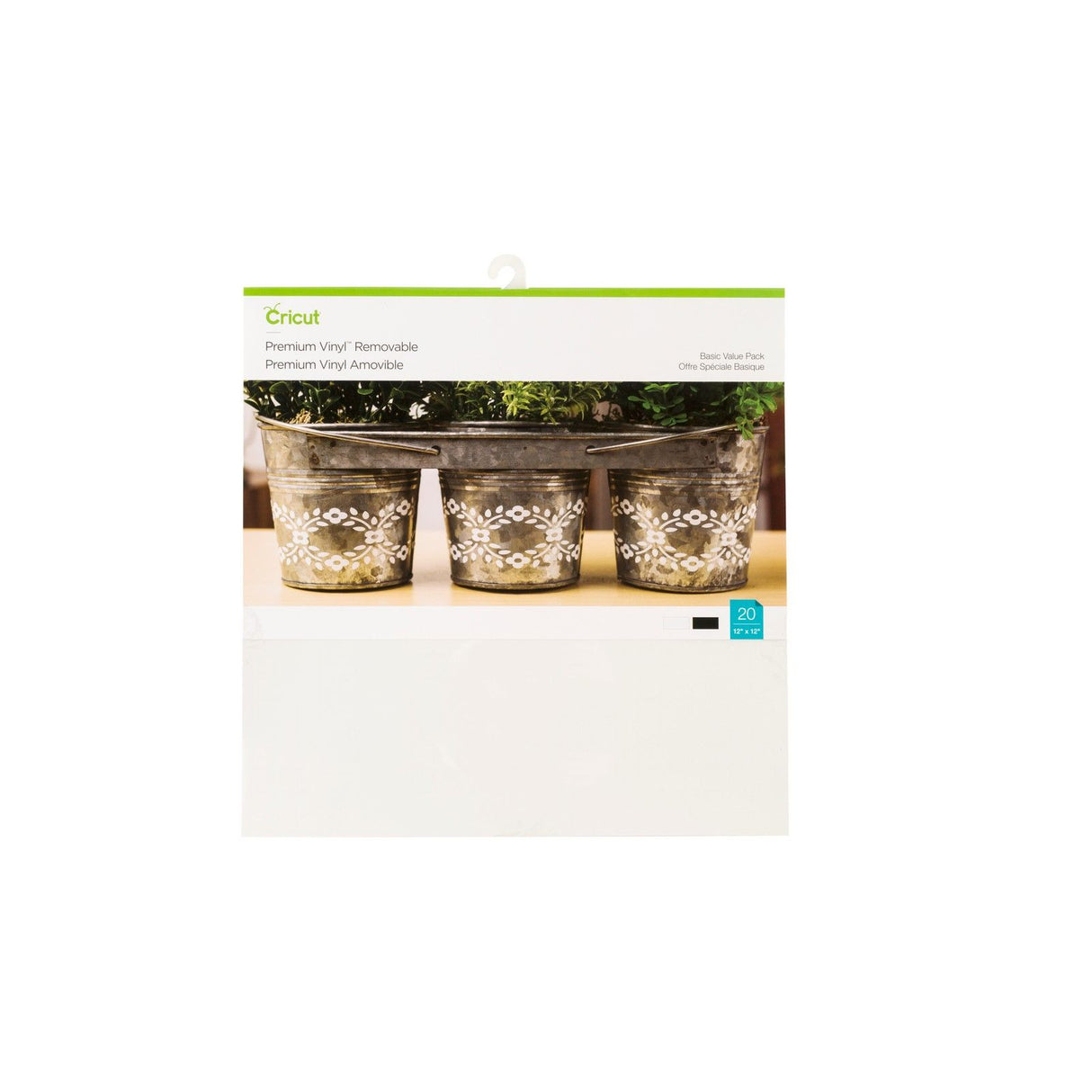 Cricut • vinyle premium amovible 30,5x30,5cm 20 feuilles noir et blanc