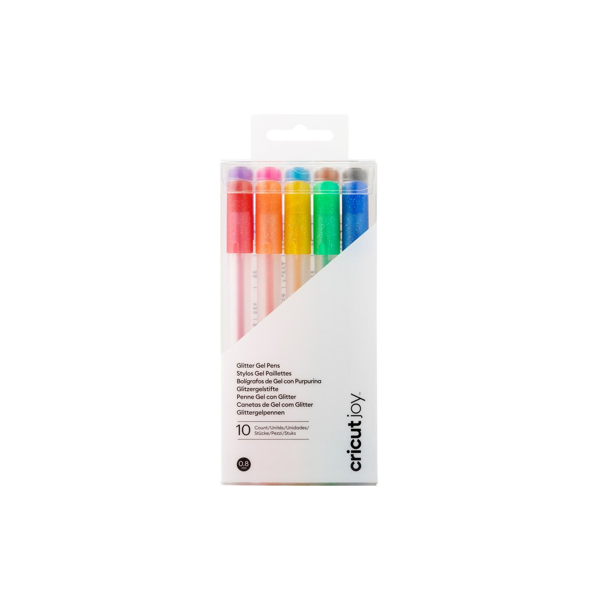 Cricut joy • paquet de 10 stylos gel pailletés (arc-en-ciel + rose, marron, noir)