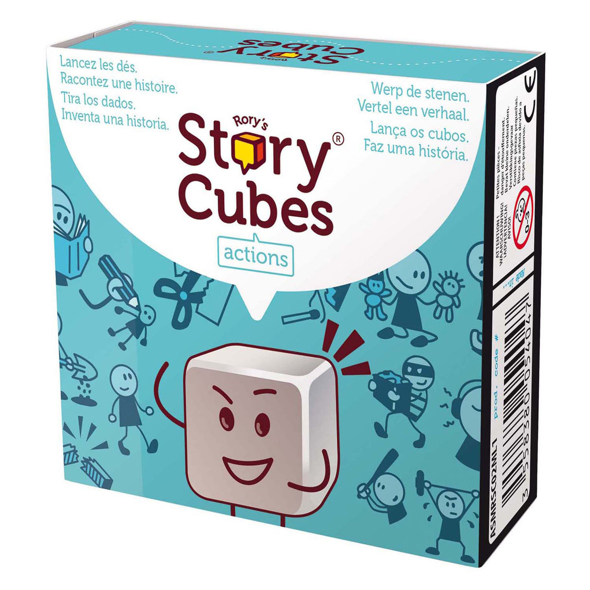 Actions de jeu de dés de cubes d'histoire de Rory - jeu familial créatif.