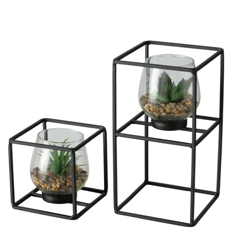 Boltze plante d'intérieur dans un support en verre, lot de 2 pièces