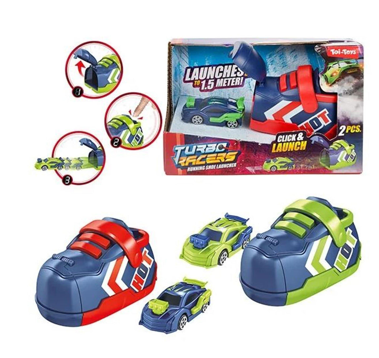 Toi-toys turbo racers voiture de rallye avec tireur de chaussures