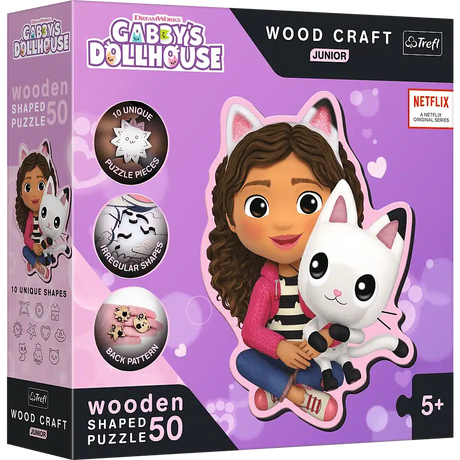 Trefl puzzle maison de poupée Gaby en bois avec son chat 50 pièces