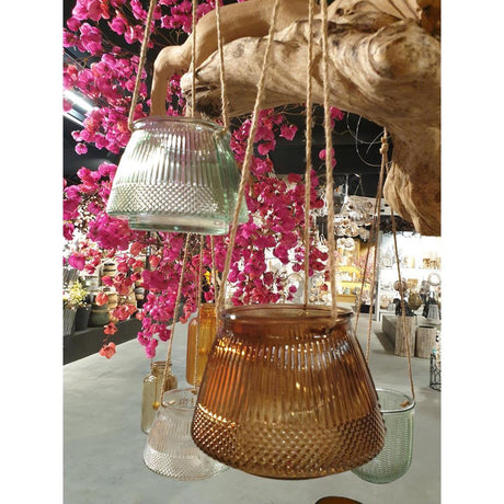 Lanterne suspendue Hbx natural living ø15xh10,5cm marron
