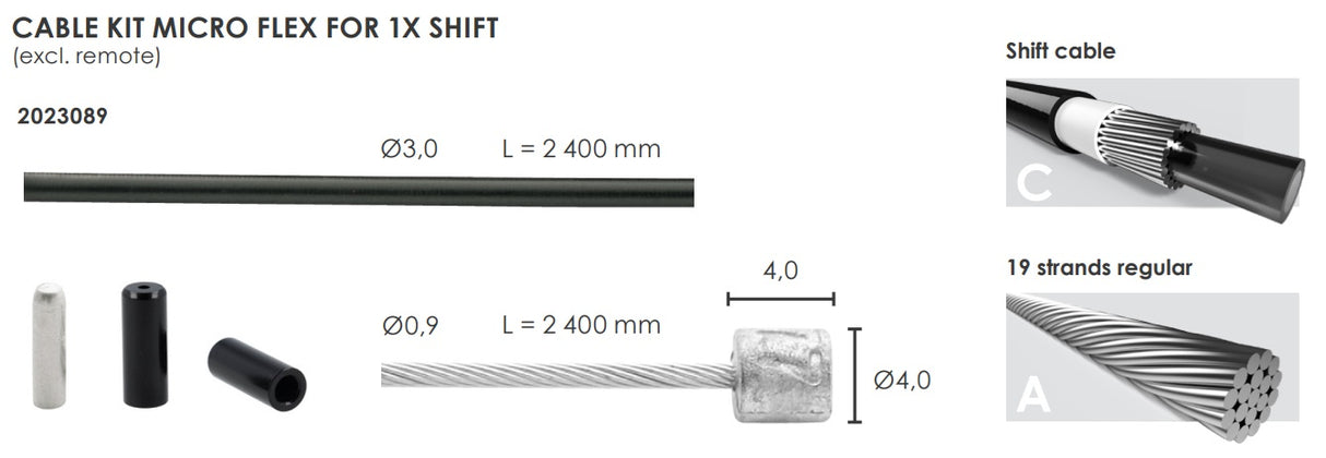 Kit de câble Elvedes Schakel Micro Flex Ø3.2 mm 2400 mm 2500 mm