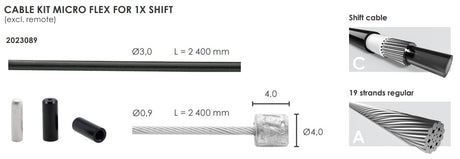 Kit de câble Elvedes Schakel Micro Flex Ø3.2 mm 2400 mm 2500 mm
