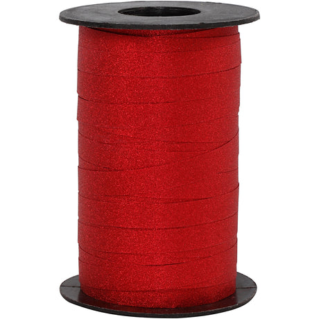 Ruban cadeau d'entreprise Creativ, L: 10 mm, pailleté, rouge, 100 m 1 rouleau