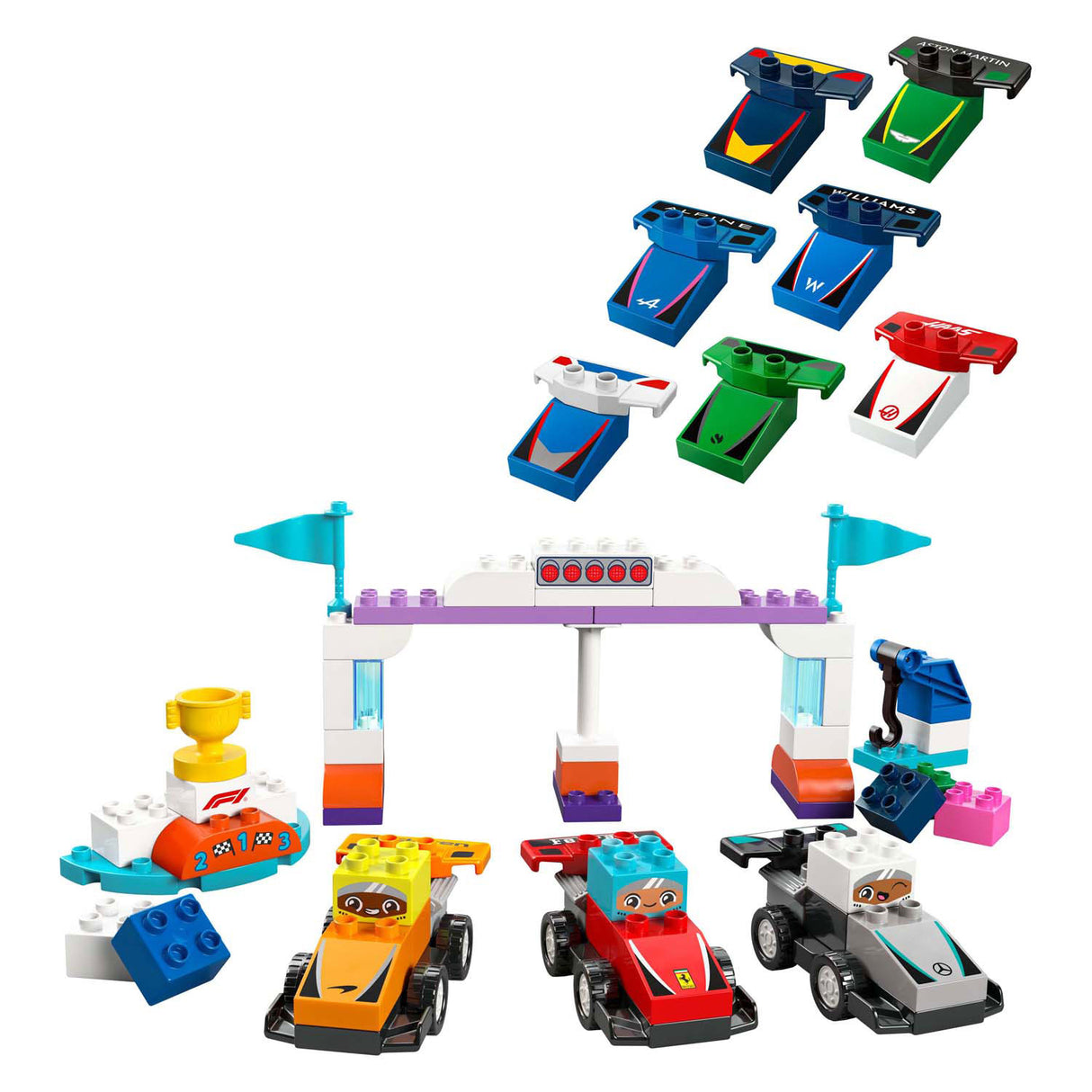 Lego duplo town 10445 f1 team racewagens en coureurs