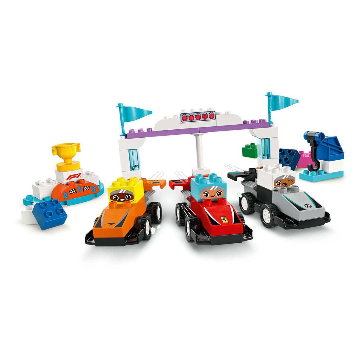 Lego duplo town 10445 f1 team racewagens en coureurs