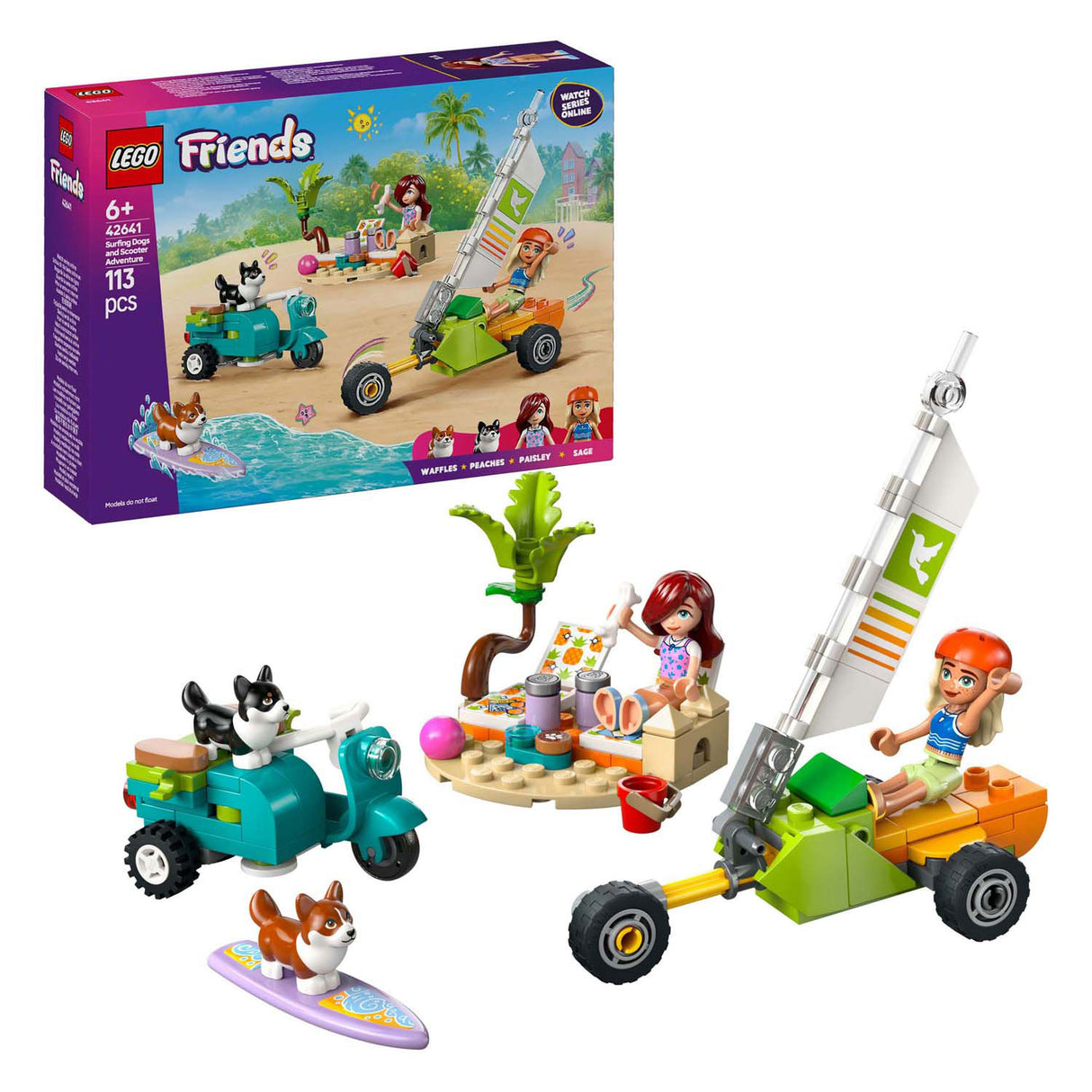 Lego Friends 42641 Surf y scooter placer con los perros