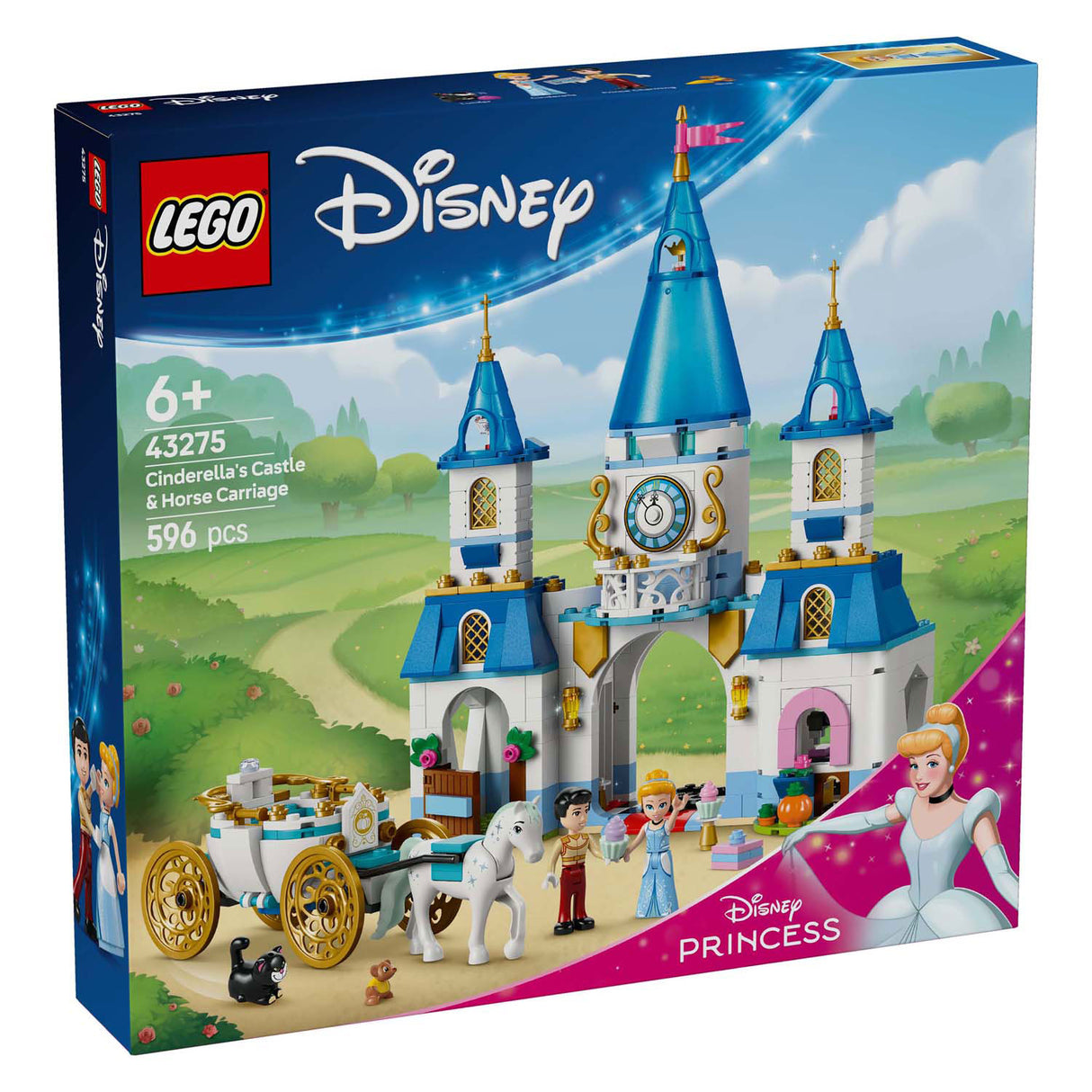 LEGO Disney Princess 43275 Castle de Cenicienta y entrenador de caballos