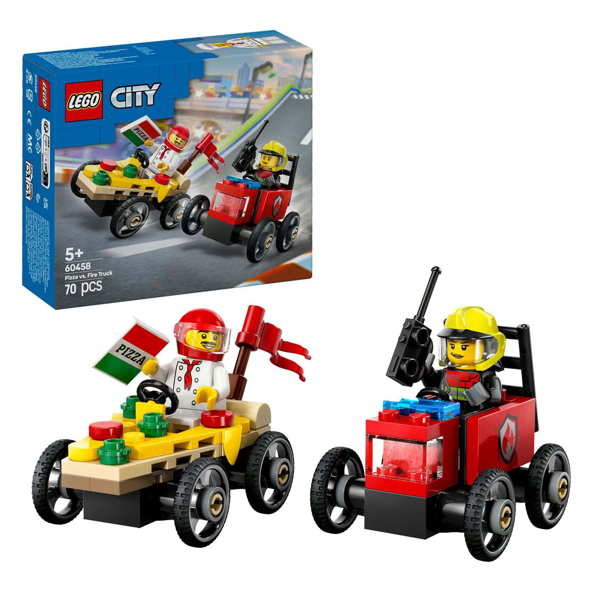 LEGO City 60458 Race car pack: Pizza stem truck vs. fire truck