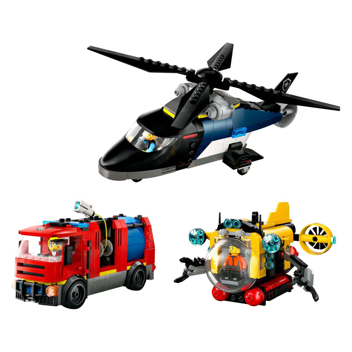 LEGO CITY 60462 Hélicoptère, camion de pompiers et soumix de sous-tire