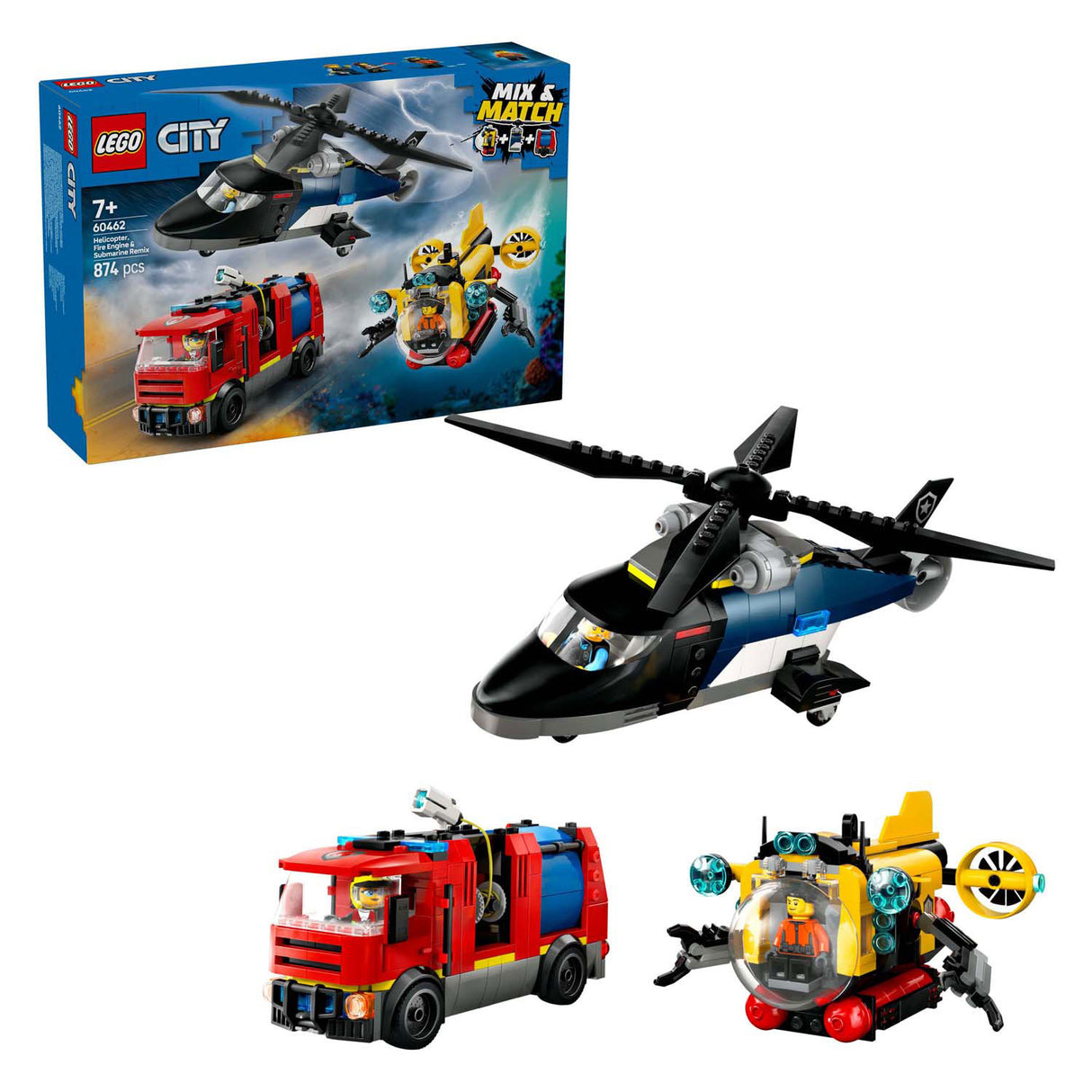 Lego City 60462 Helicopter, hasičský vůz a předložení remixu