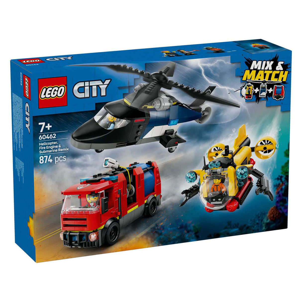 Lego City 60462 helikopter, gasilski voziček in remix