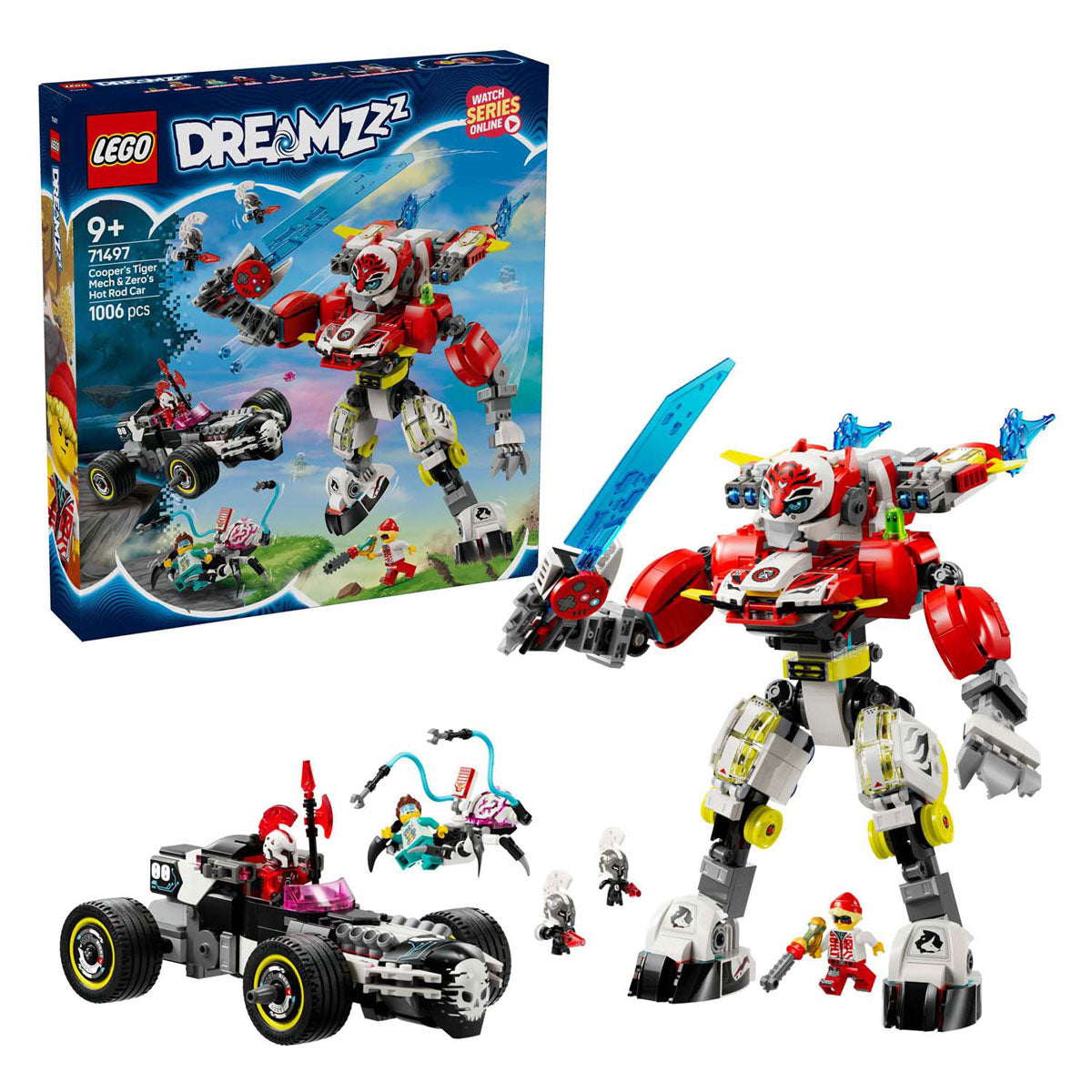 LEGO Dreamzzz 71497 Coopers Tigermecha y Zero Hot Rod Auto