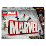 LEGO Super Heroes 76313 Marvel logo and minifigures