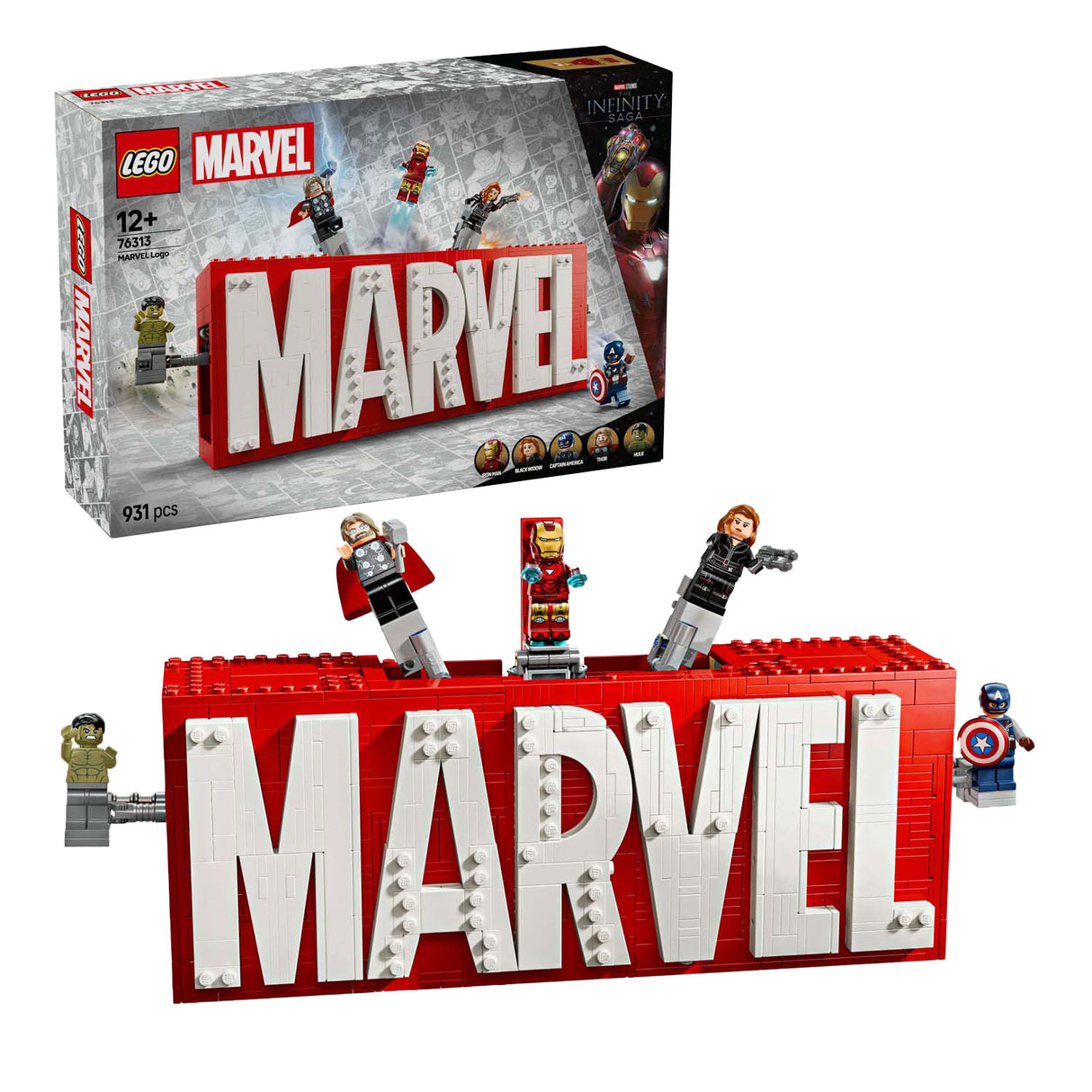 LEGO Super Heroes 76313 Marvel -Logo und Minifiguren