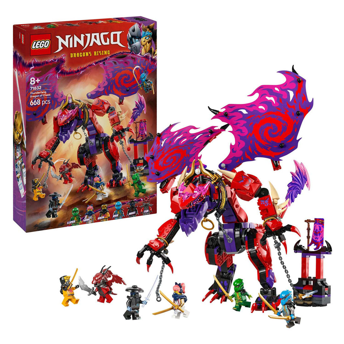 Lego 71832 Ninjago, dragon du chaos à dents de foudre