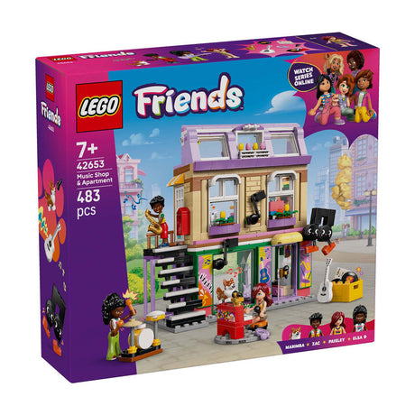 Kit magasin de musique et immeuble d'appartements Lego Friends pour enfants - 42653