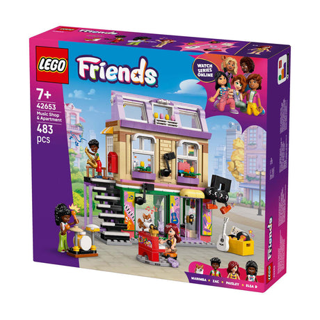 Kit magasin de musique et immeuble d'appartements Lego Friends pour enfants - 42653