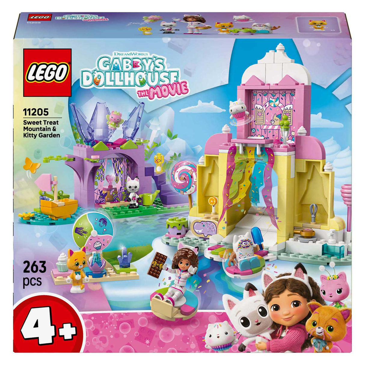 Maison de poupée Lego Gabby 11205, montagne de bonbons et jardin de chatons