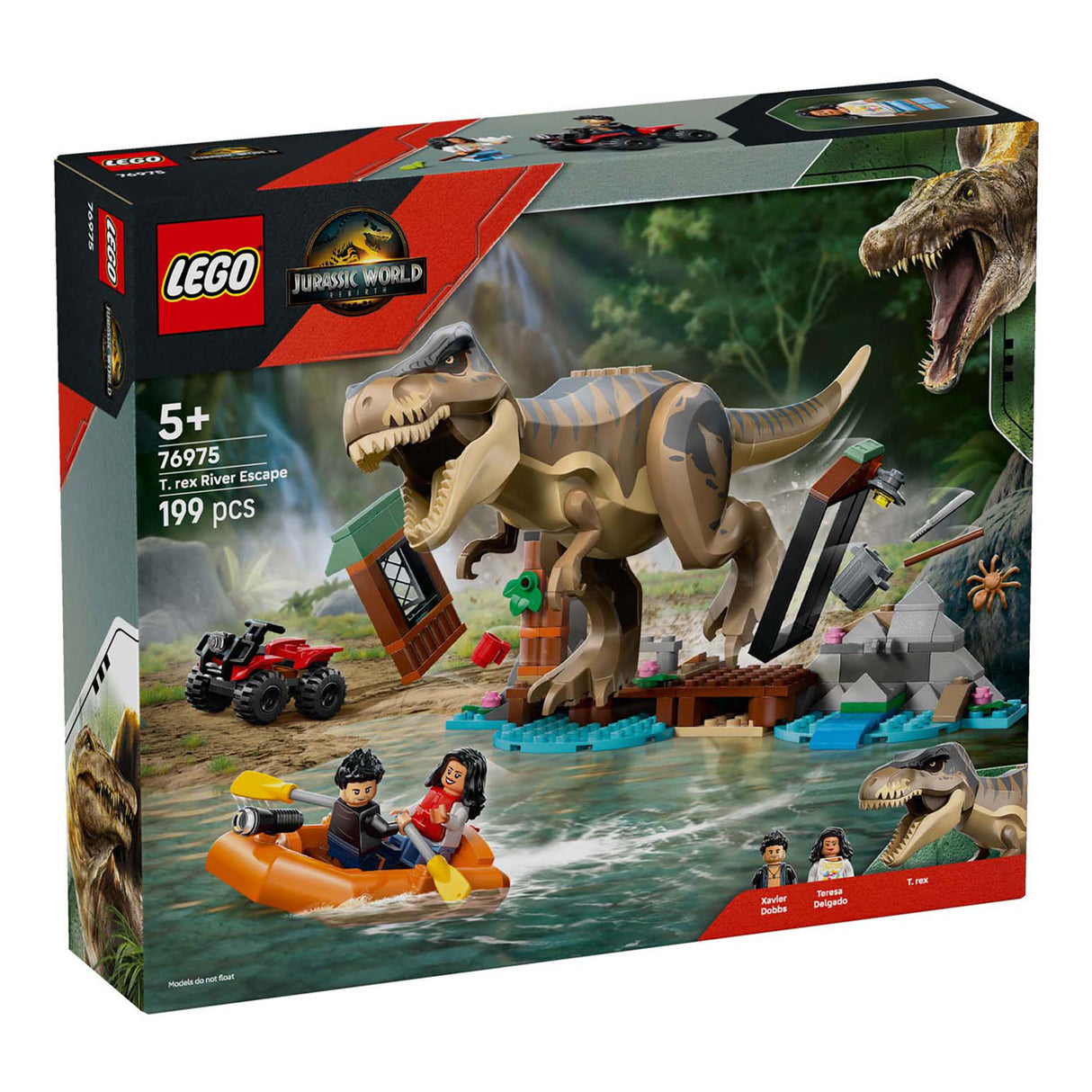 Monde jurassique Lego® t. jeu de construction d'évasion de la rivière Rex - 76975