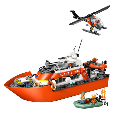 Lego city exploration 60504 bateau de sauvetage de la garde côtière avec hélicoptère