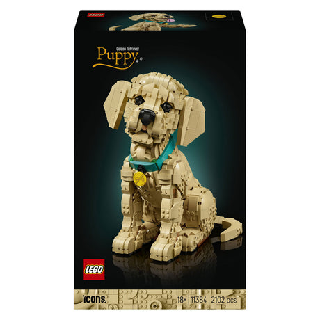 Lego ® Icons Chiot Golden Retriever - Figurine Animale Décorative - Jeu de Construction pour Adultes - 11384