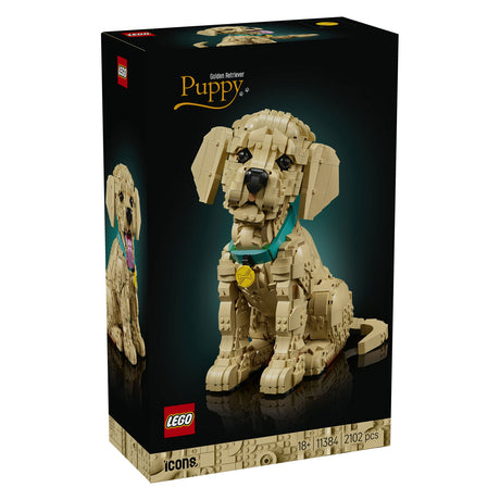Lego ® Icons Chiot Golden Retriever - Figurine Animale Décorative - Jeu de Construction pour Adultes - 11384