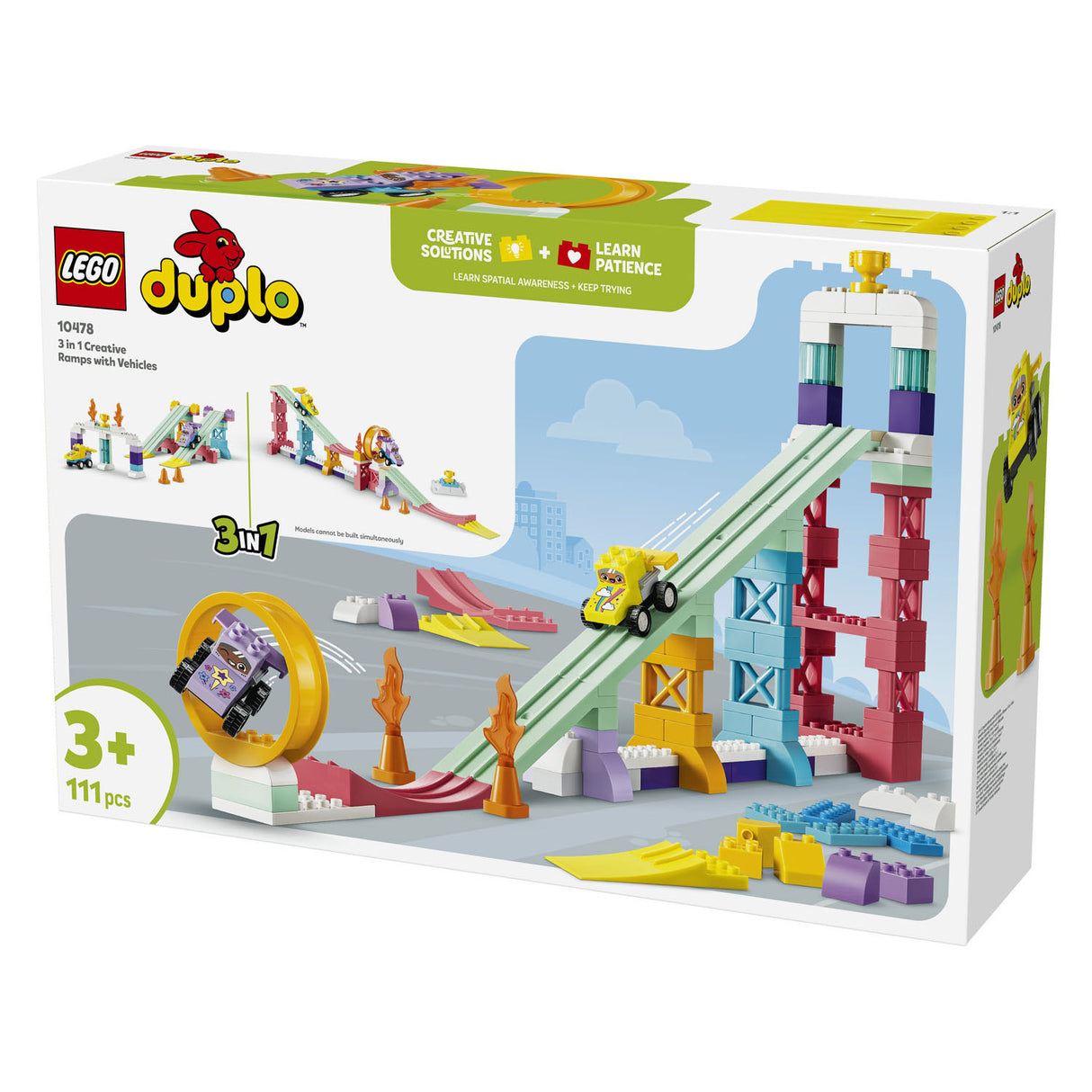 Lego ® duplo® stad 3-in-1 creatieve hellingen met voertuigen - leerzaam speelgoed voor kinderen vanaf 3 jaar - cadeautip voor peuters - 10478
