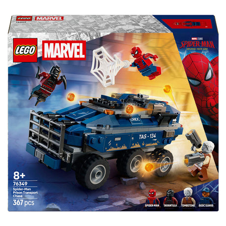 Kit de construction Lego ǀ Marvel Spider-Man et la poursuite du transport en prison pour enfants 76349