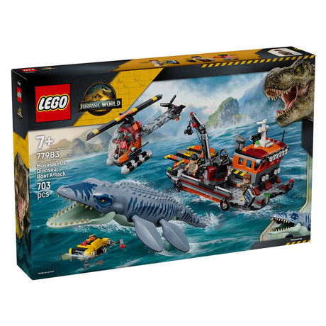 Lego jurassic world mosasaurus bootaanval dinosaurus speelgoed voor kinderen 77983