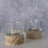 Boltze home lanterne riley verre bois ø9xh10cm