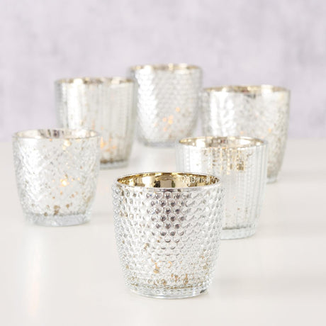 Boltze home photophore Patty 2 pièces verre h7-9 cm or blanc