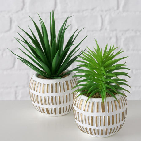 Boltze home plante artificielle plante succulente plastique 9x9x13,3cm 2 assortis