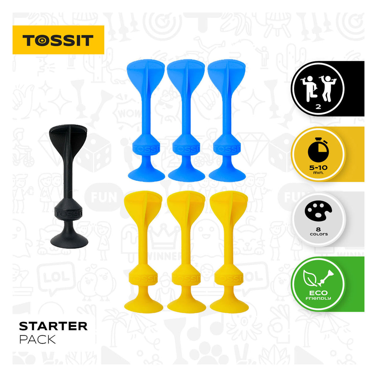 999games 999 games tossit - pack de démarrage - bleu-jaune
