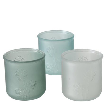 Boltze home photophore verre mat lesina h9cm vert ou blanc