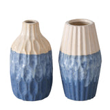 Boltze home vase faïence bleu h21cm 2 assortis