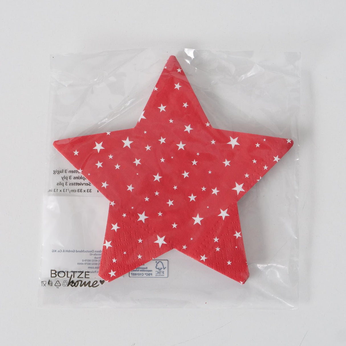 Boltze home serviettes en forme d'étoile rouge blanc 12 pièces