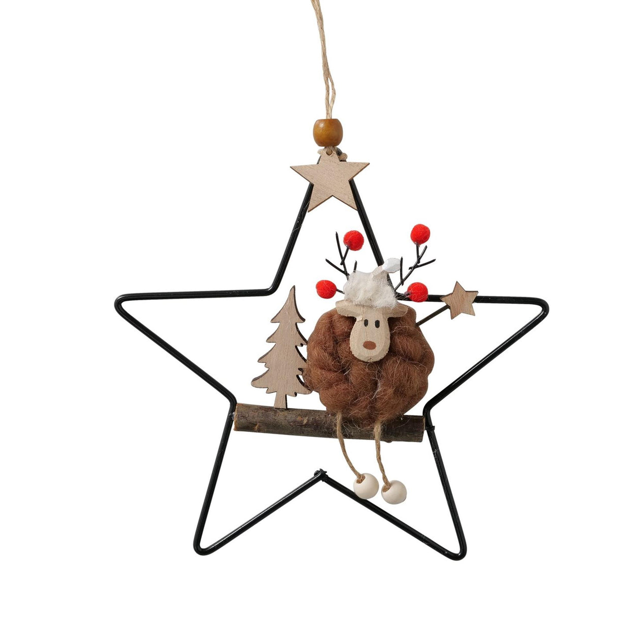 Boltze home Suspension de Noël cerf en étoile métal h18cm