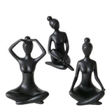 Boltze maison statue yoga femme céramique noire h10cm